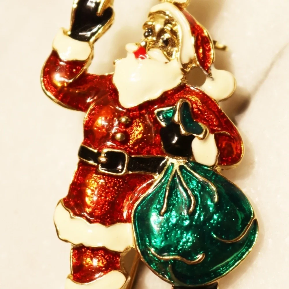 🎄🎅🏻 Vintage American Flag Santa Brooch 🎅🏻🇺🇸